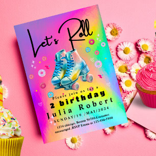 Convites Roller Skating Sobert rosquinhas Aniversário COROS