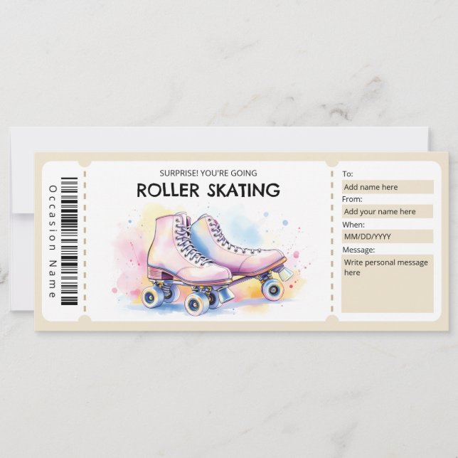 Convites Roller Skating Ticket Gift Certificate (Frente)