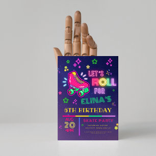 Convites Roller Sking Neon Glow Festa de aniversário