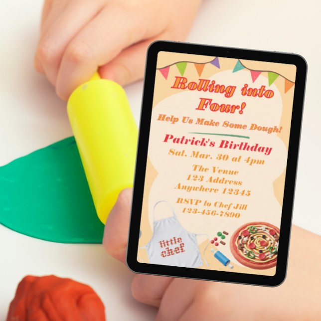 Convites Rolling into, Pizza Playdoh Birthday (Criador carregado)