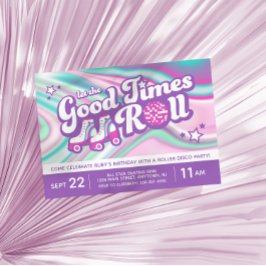 Convites Rolo de pata do pântano retrô Parte púrpura e rosa