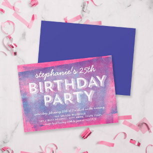 Convites Rolo de Tinta Rosa e Azul para Aniversário de Qual