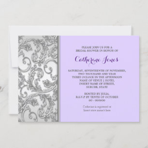 Convites Rolo floral prateado roxo