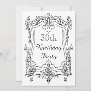 Convites Rolo Francês Vintage Aniversário de 30 anos Dupla 