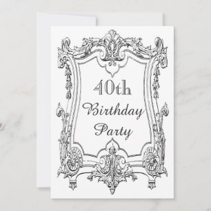 Convites Rolo Francês Vintage Aniversário de 40 anos Frente