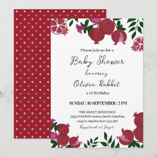 Convites Romã Vermelha Festa de Bebê Mal-humorada