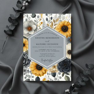 Convites Romance Botânico Ochre de Casamento