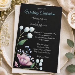 Convites Romance Botânico Suave De Casamento Floral Elegant