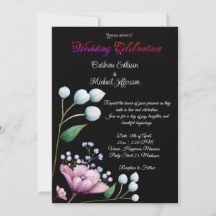 Convites Romance Botânico Suave De Casamento Floral Elegant