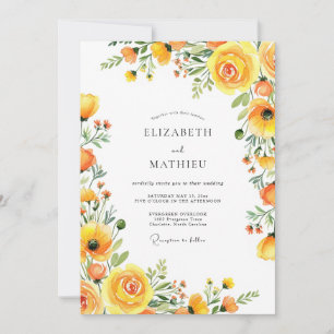 Convites Romance Casamento Flor Amarela
