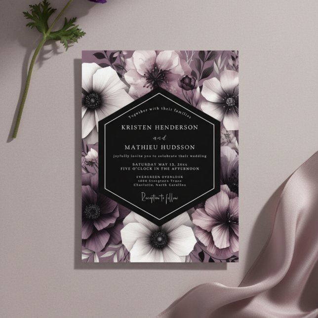 Convites Romance Casamento Flor de Ameixa Mal-humorada (Criador carregado)