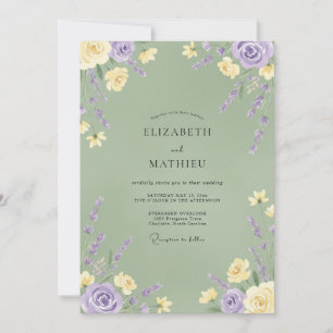 Convites Romance Casamento Flor de Lavanda Amarela