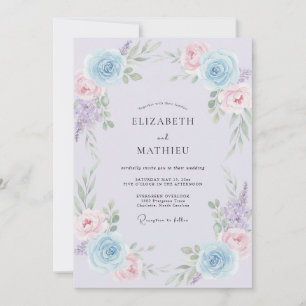 Convites Romance Casamento Flor de Lilás Azul