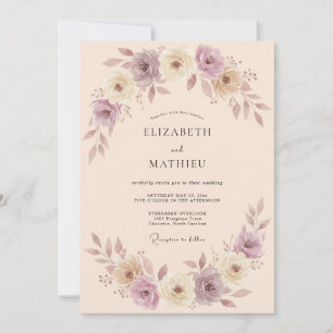 Convites Romance Casamento Flor de Mauve Suave