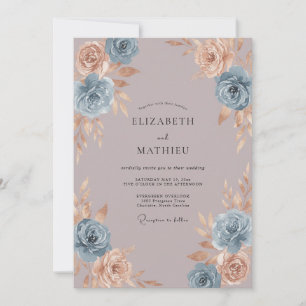 Convites Romance Casamento Flor de Pessegueiro Azul