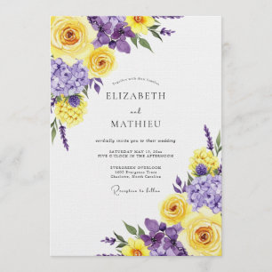 Convites Romance Casamento Florada Roxo Amarelo