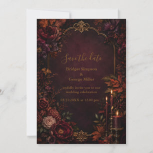 Convites Romance de casamento gótico de outono temperamenta