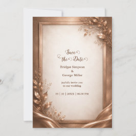 Convites Romance de Casamento Luxuoso Rosa Cobre Metálico