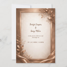 Convites Romance de Casamento Luxuoso Rosa Cobre Metálico