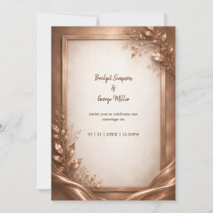 Convites Romance de Casamento Luxuoso Rosa Cobre Metálico