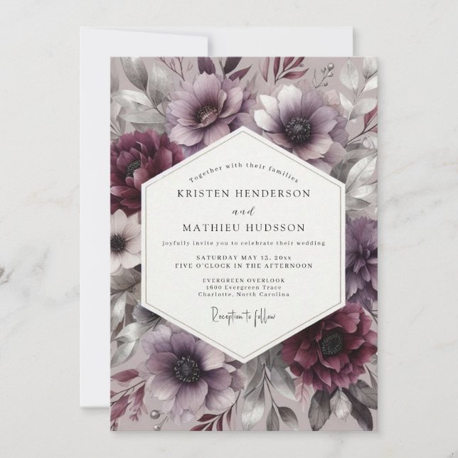 Convites Romance de Casamento Mal-humorado Flor de Ameixa (Frente)