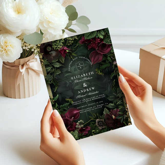 Convites Romance de Casamento no Jardim Gótico (Criador carregado)