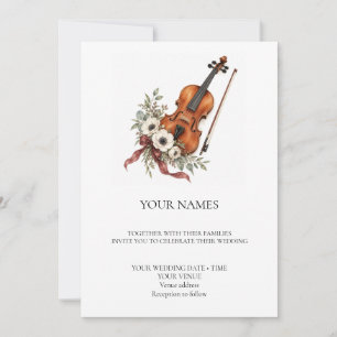 Convites Romance de Rosewood Violino Casamento