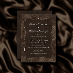 Convites Romance em Bronze à meia-noite   Satinge Damask