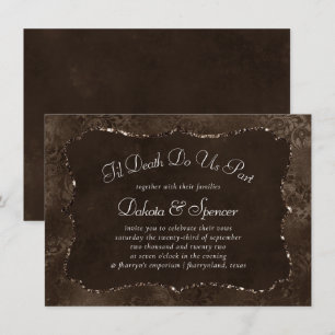 Convites Romance em Bronze à meia-noite   Satinge Damask