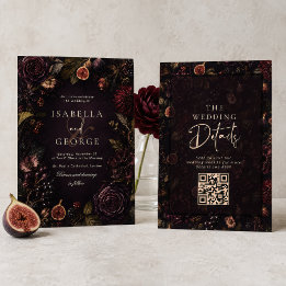 Convites Romance Enraizado Mal-humorado Burgundy Floral Cas