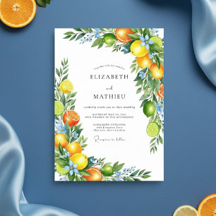 Convites Romance Floral Casamento Laranja Cítrica