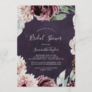 Convites Romance Floral  Chá de panela de ameixa