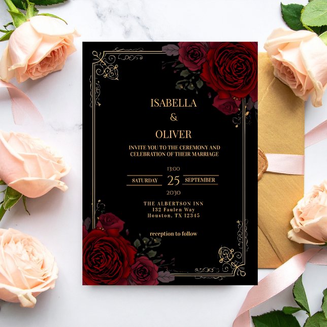 Convites Romance Gótica Casamento Elegante (Criador carregado)