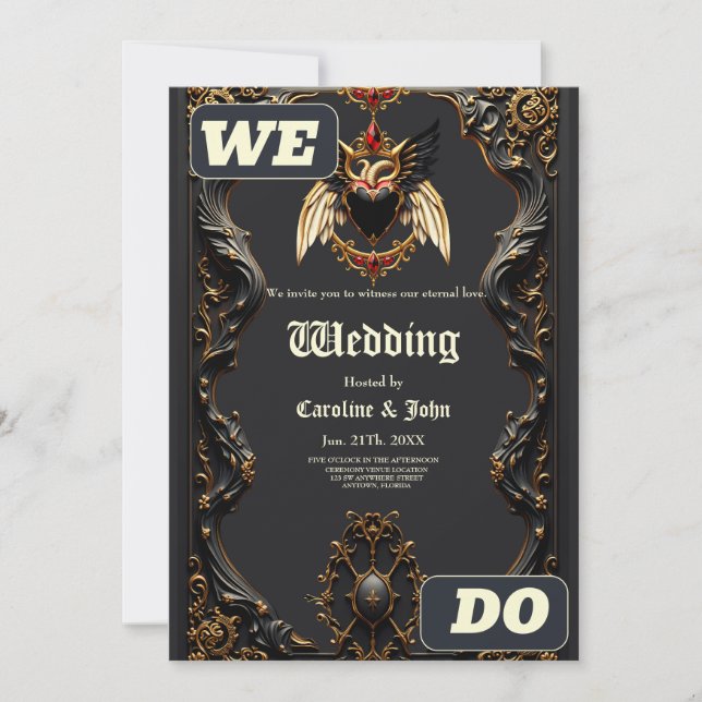 Convites Romance Gótico, nas Sombras do Amor. (Frente)