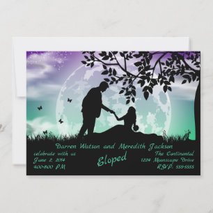 Convites Romance sob o Casamento Furtivo da Lua Verde Roxa