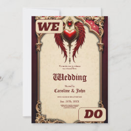 Convites Romance venenoso com coração e asas