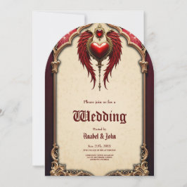 Convites Romance venenoso com coração e asas.