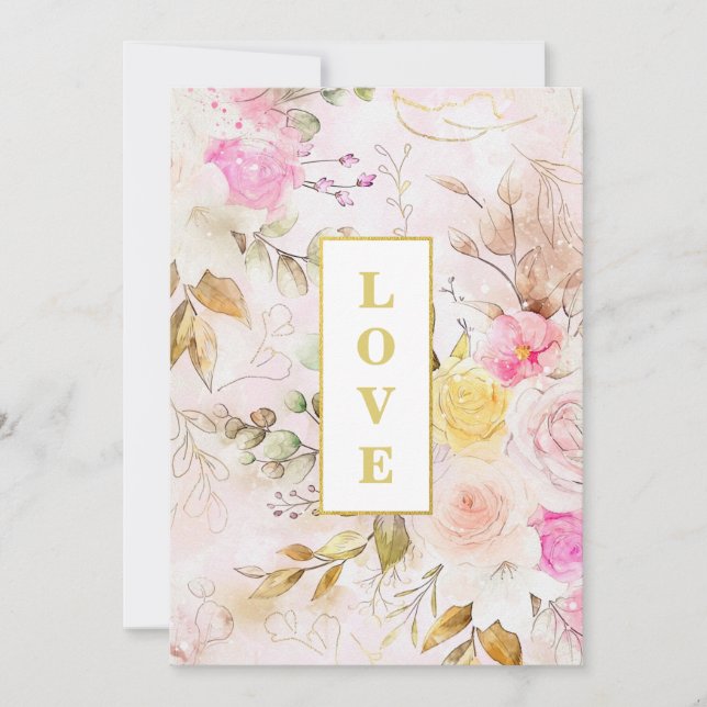 Convites *~ Romance Vintage AR26 Flower QR RSVP Casamento (Frente)