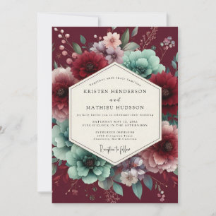 Convites Romance Vintage Flor de Borgonha Casamento