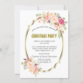 Convites Românico Rosa Blush Festa Dourada de Natal Floral