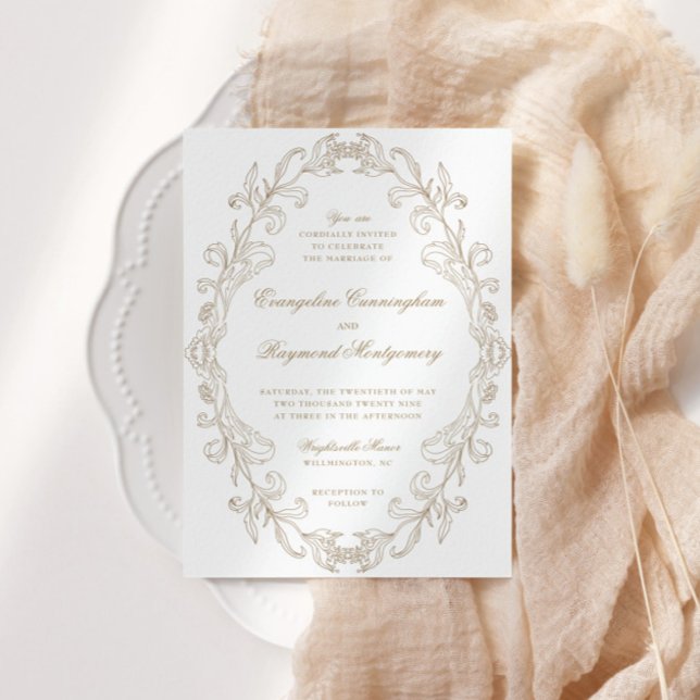 Convites Romantic Baroque Ornate Frame Wedding (Criador carregado)