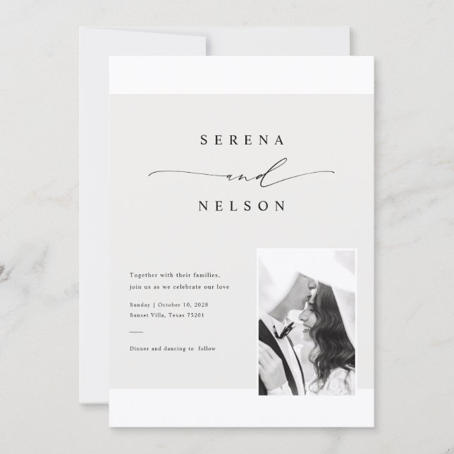 Convites Romantic Black Tie Photo Wedding (Frente)