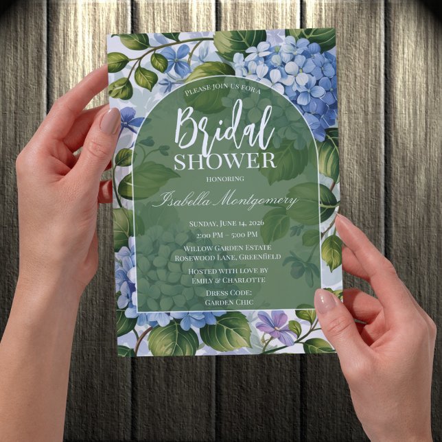 Convites Romantic Blue Hydrangea Garden Bridal Shower (Romantic Blue Hydrangea Garden Bridal Shower Invitations
)