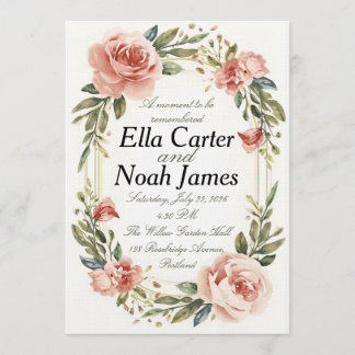 Convites Romantic Blush Floral Wedding Invitation