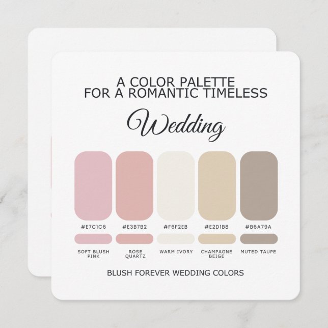 Convites Romantic Blush Pink Wedding Color Palette Card (Frente/Verso)