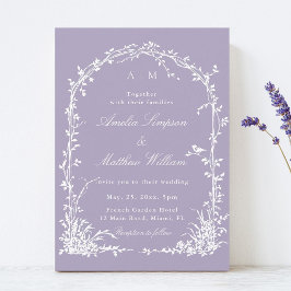 Convites Romantic Botanical Arch Garden Lavender Wedding