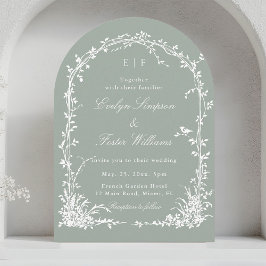 Convites Romantic Botanical Garden Wedding Sage Green Arch
