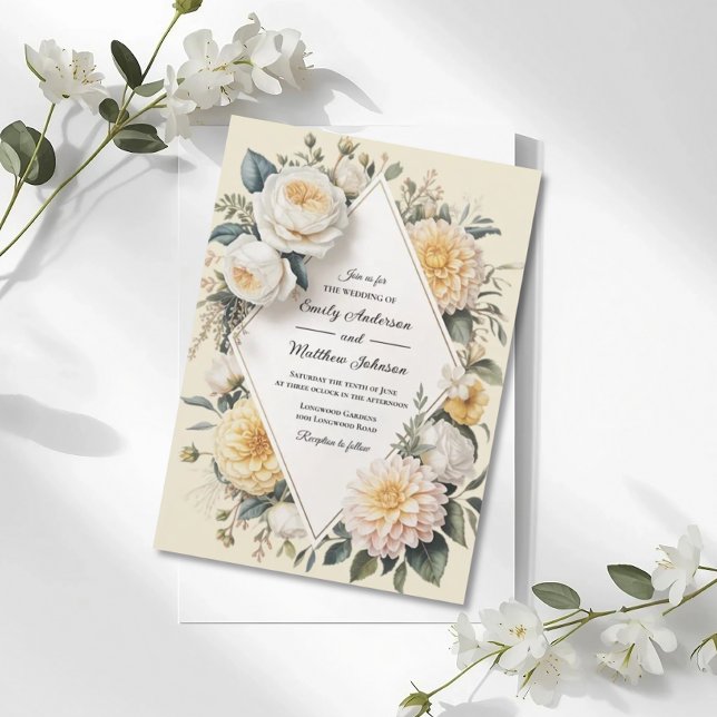 Convites Romantic Butter Yellow Garden Wedding Invitation (Criador carregado)