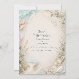 Convites Romantic Coastal Watercolor Beach Wedding
