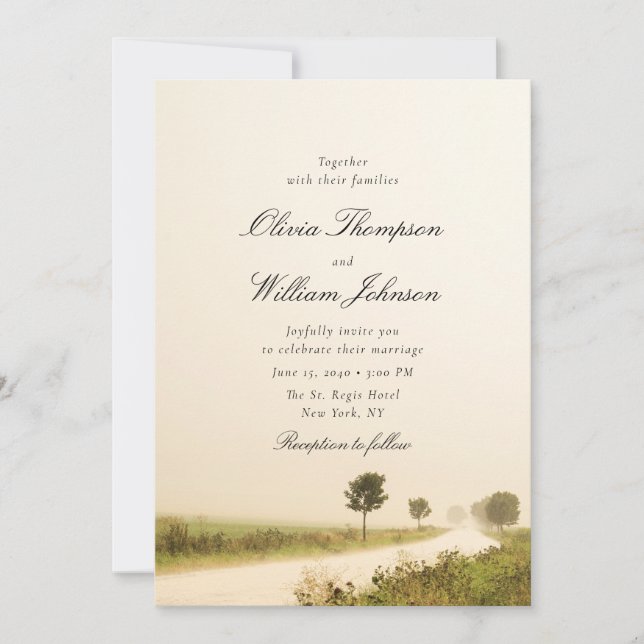 Convites Romantic Countryside Landscape Wedding Invitation (Frente)